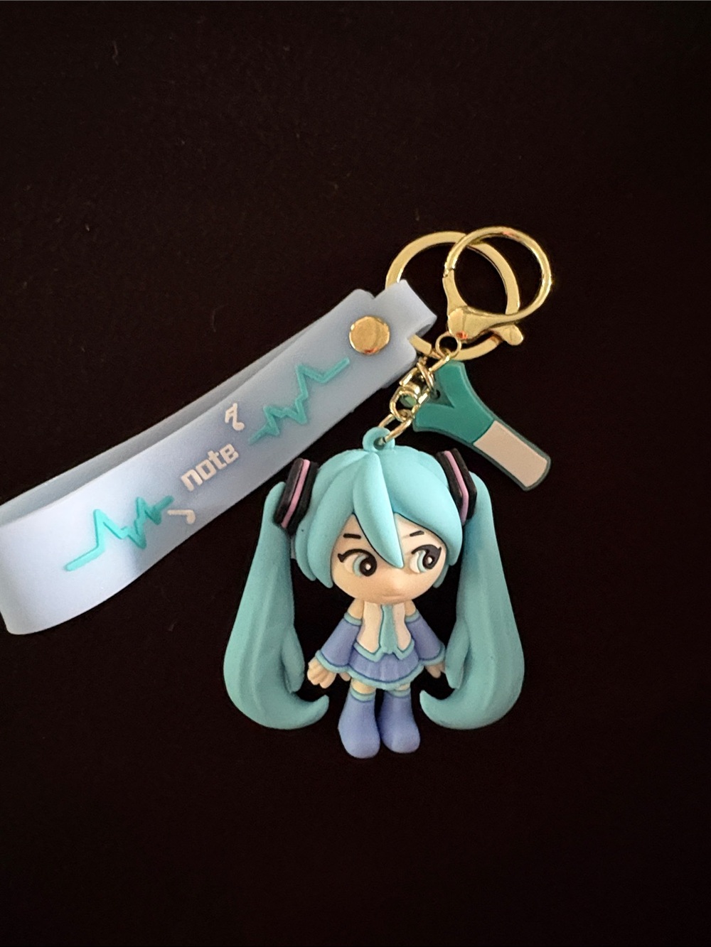 Anime Character Hatsune Miku Bag Charm Keychain with Light Blue Strap